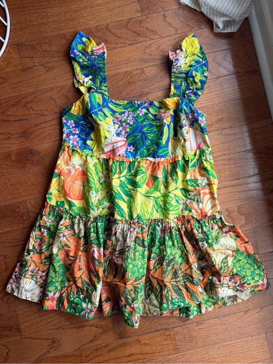 FARM Rio Dresses & Skirts - Farm Rio Tropical Fruit Floral Mini Dress XL Sleeveless Tiered